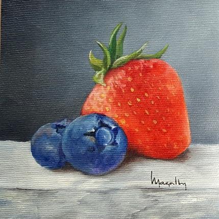 Painting Strawberry and Blueberries by Gouveia Magaly  | Painting Figurative Oil still-life