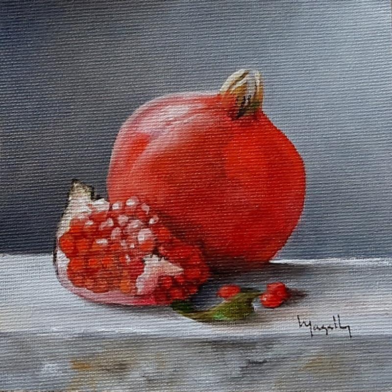 Painting Pomegranate I by Gouveia Magaly  | Painting Figurative Oil still-life