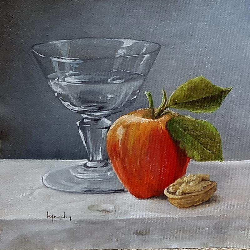 Gemälde Water, Apple, Nut von Gouveia Magaly  | Gemälde Figurativ Öl Pop-Ikonen, Stillleben