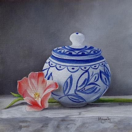 Painting Open Tulip and a Delft Pot by Gouveia Magaly  | Painting Figurative Oil still-life