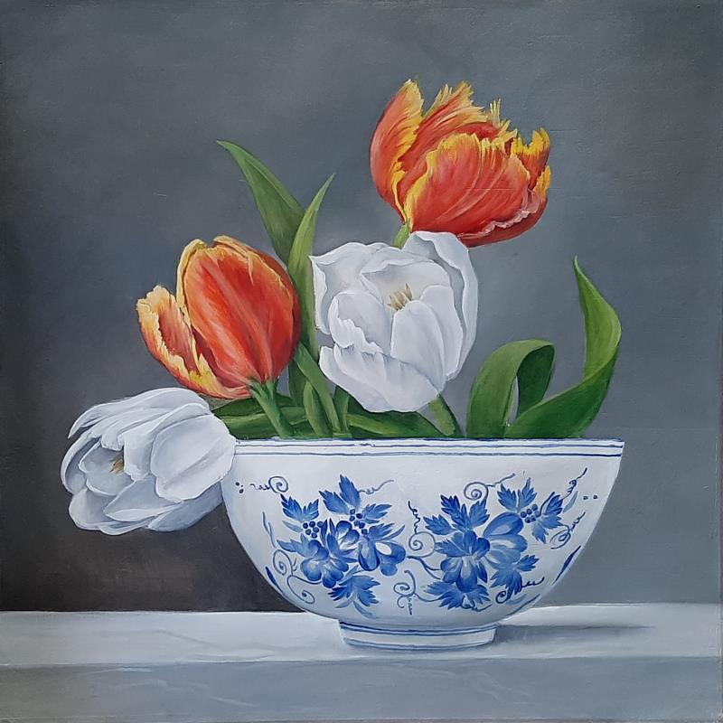 Painting Amazing Tulips I by Gouveia Magaly  | Painting Figurative Oil Still-life