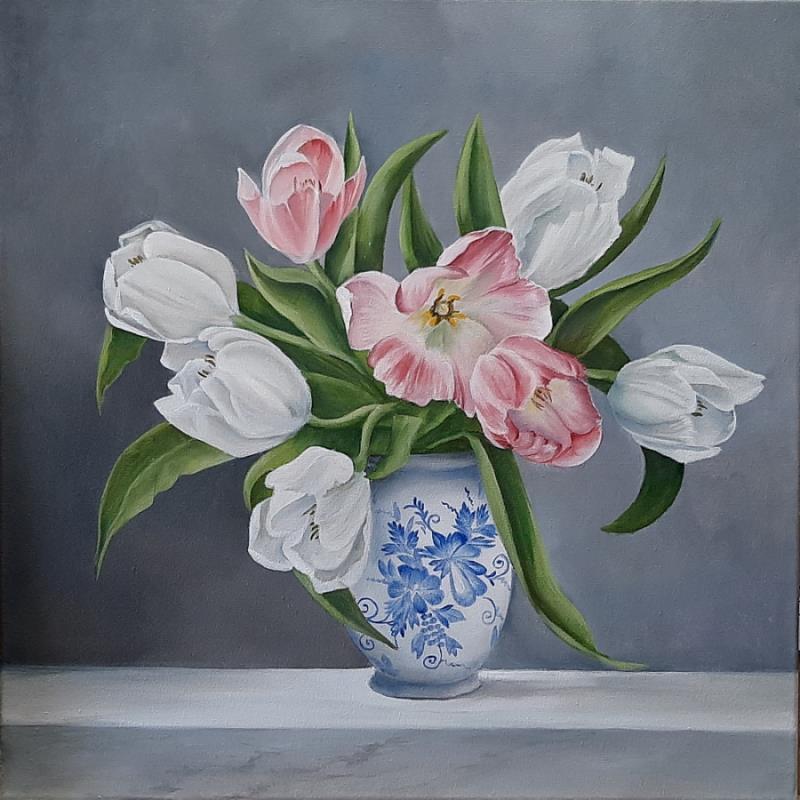 Painting Amazing Tulips II by Gouveia Magaly  | Painting Figurative Oil Still-life