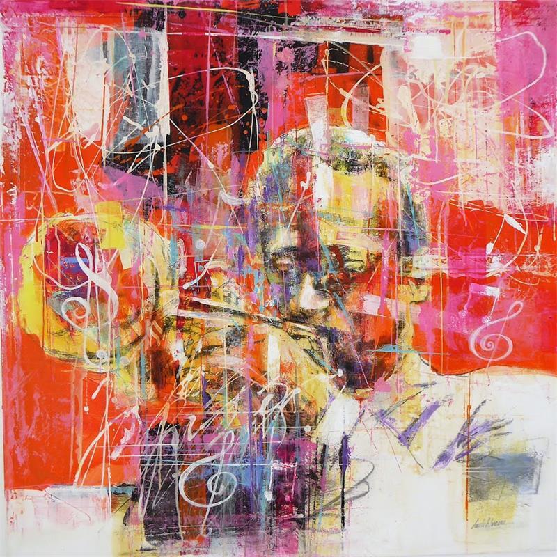 Painting Jazz Day by Silveira Saulo | Painting Abstract Acrylic, Oil Portrait