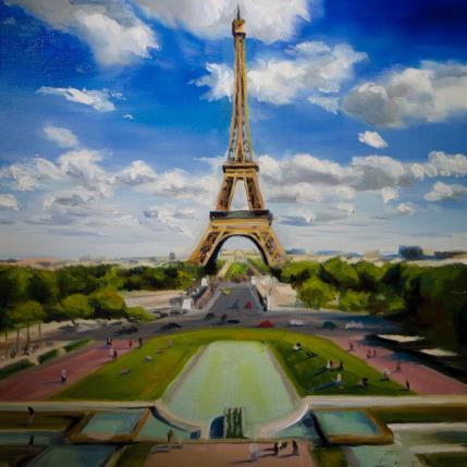 Painting Champ de Mars by Eugène Romain | Painting Figurative Oil Landscapes, Urban