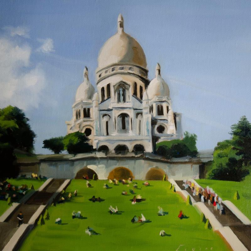 Painting Une journée à la basilique by Eugène Romain | Painting Figurative Oil Landscapes, Urban