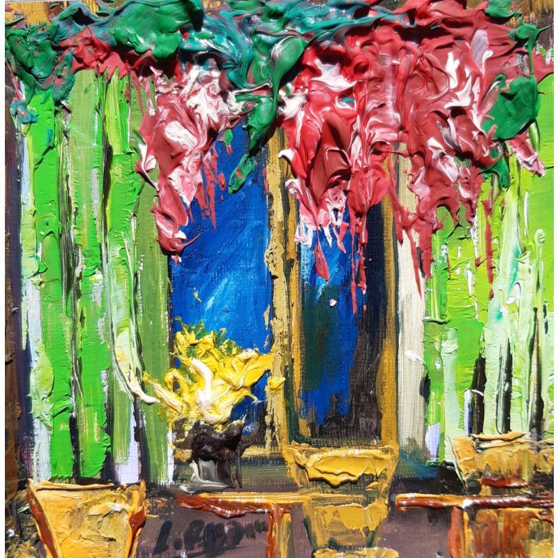 Gemälde Terrasse aux volets verts von Laura Rose | Gemälde Figurativ Urban Öl