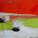 Peinture Abstract A16 rouge par Wilms Hilde | Tableau Abstrait Minimaliste Carton Collage