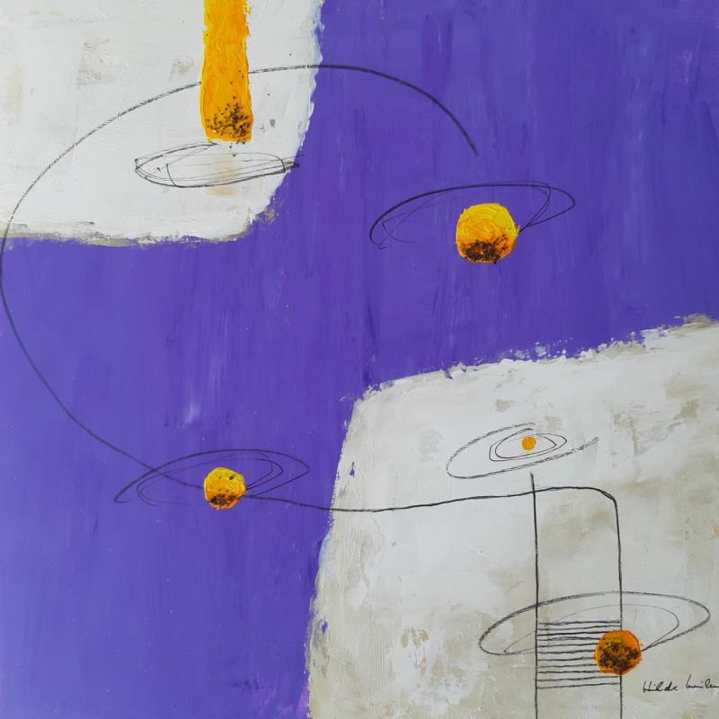 Painting abstract violet C 13 by Wilms Hilde | Painting Abstract Cardboard, Gluing Minimalist