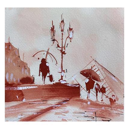 Painting Monochrome parisien by Bailly Kévin  | Painting Figurative Watercolor Urban