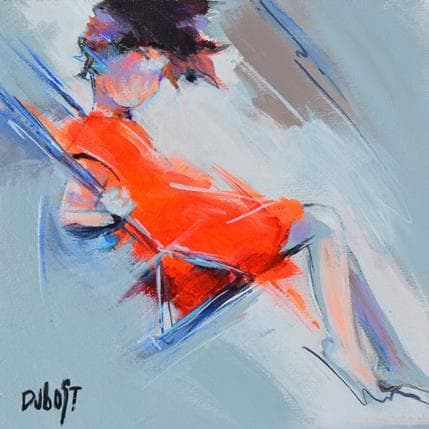 Painting Robe rouge by Dubost | Painting Figurative Acrylic Life style