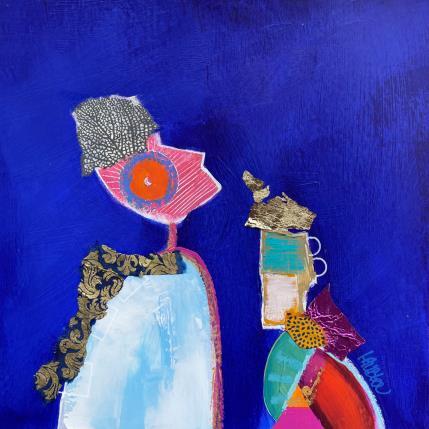 Painting L'homme qui chantait comme un oiseau by Lau Blou | Painting Abstract Acrylic, Cardboard Pop icons, Portrait