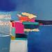 Peinture Promenade sur la jetée par Lau Blou | Tableau Abstrait Paysages Carton Acrylique