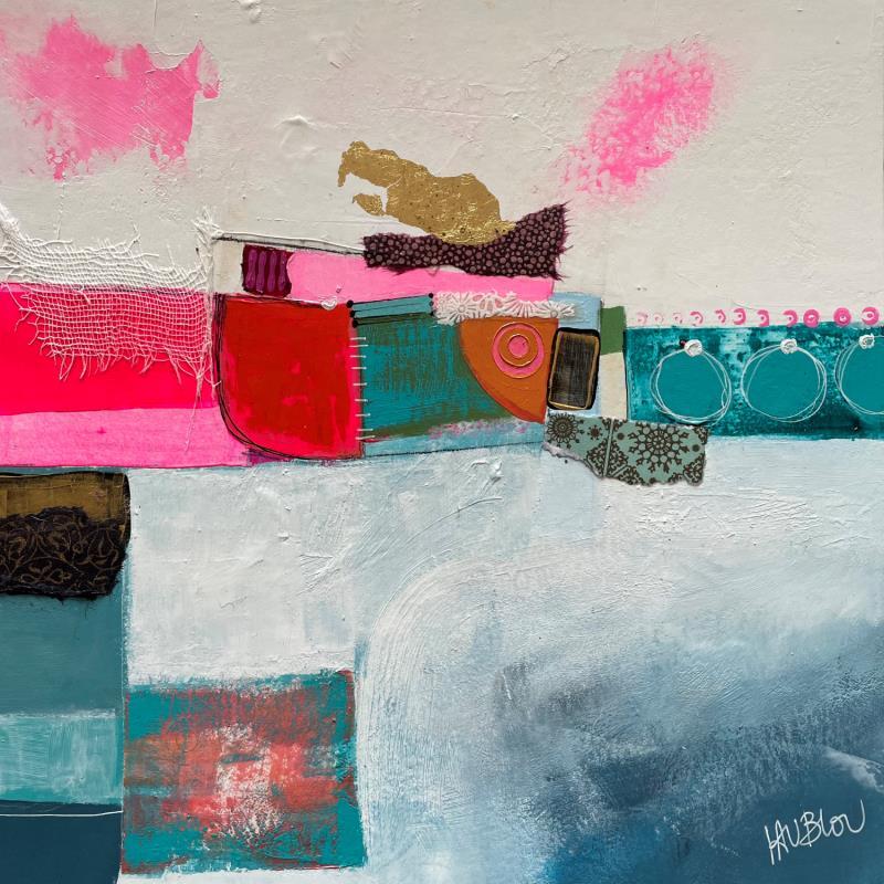 Painting Maison bord de mer by Lau Blou | Painting Abstract Acrylic, Cardboard Landscapes