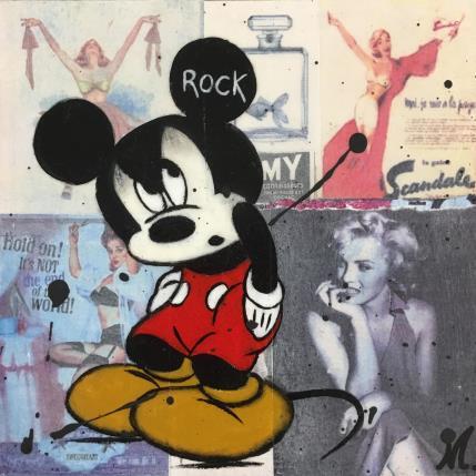 Gemälde Mickey Rock von Marie G.  | Gemälde Pop-Art Acryl, Holz Pop-Ikonen