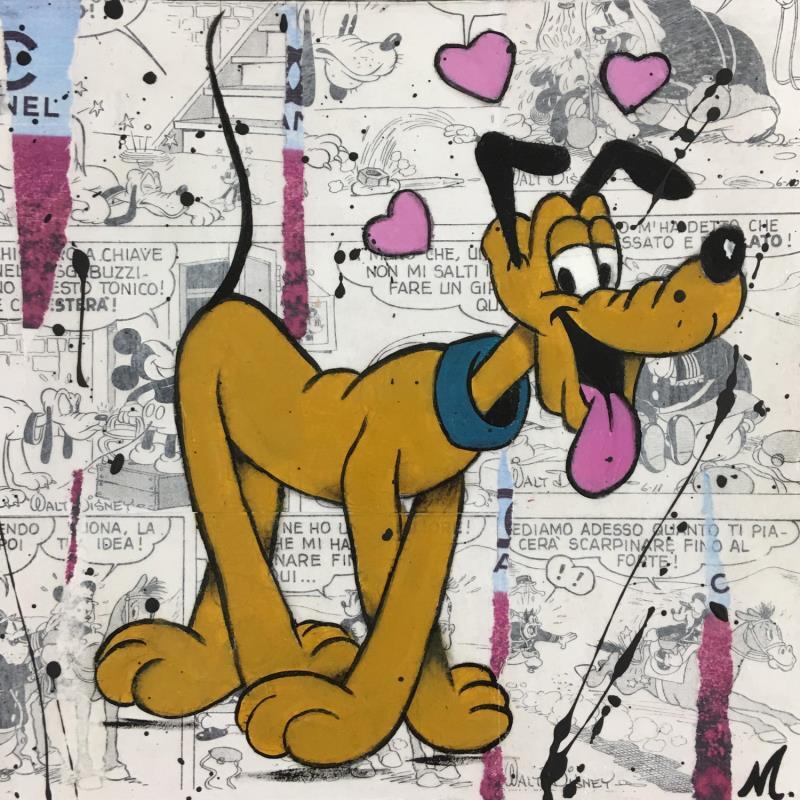Painting Pluto in Love by Marie G.  | Painting Pop-art Acrylic, Wood Pop icons