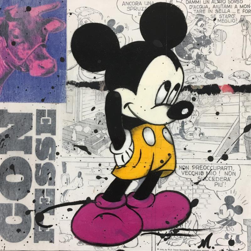 Painting Mickey confesse by Marie G.  | Painting Pop-art Acrylic, Wood Pop icons