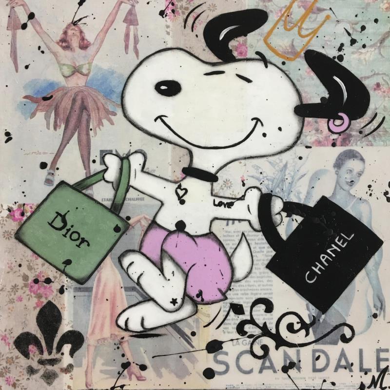 Painting Snoopy shopping by Marie G.  | Painting Pop-art Acrylic, Wood Pop icons
