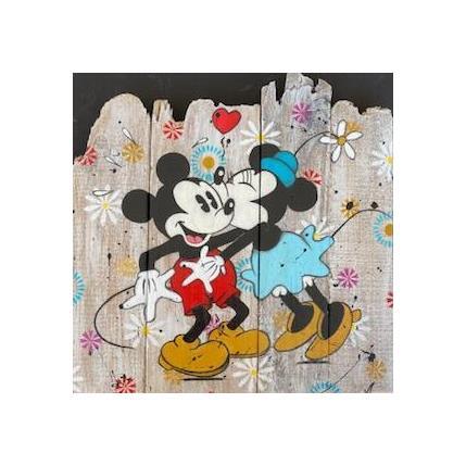 Peinture Mickey et Minnie fougueux par Marie G.  | Tableau Pop-art Acrylique, Bois Icones Pop