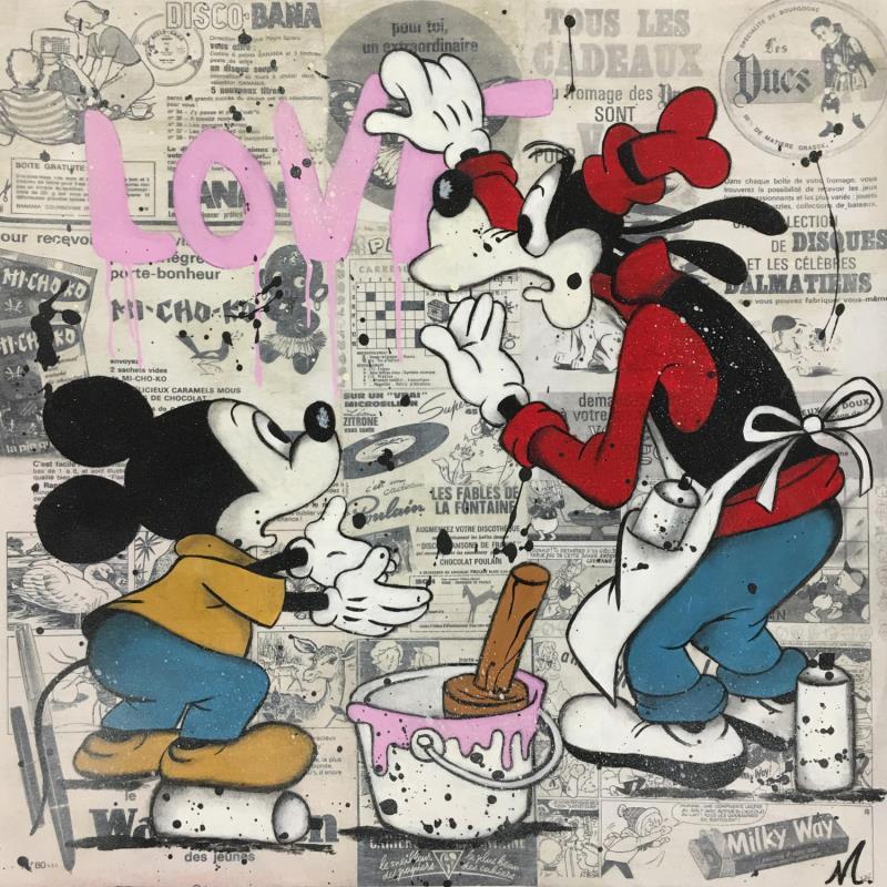 Peinture Mickey et Pluto  par Marie G.  | Tableau Pop-art Icones Pop Acrylique