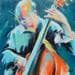 Painting A la contrebasse by Dubost | Painting Figurative Life style Acrylic