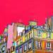Peinture La Lumière rose berce le salon par Anicet Olivier | Tableau Figuratif Urbain Scènes de vie Acrylique