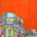 Peinture Une lumière orange envahie le salon par Anicet Olivier | Tableau Figuratif Urbain Scènes de vie Acrylique