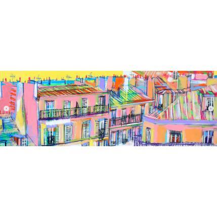 Gemälde Une lumière de saison traverse la ville von Anicet Olivier | Gemälde Figurativ Acryl Alltagsszenen, Urban