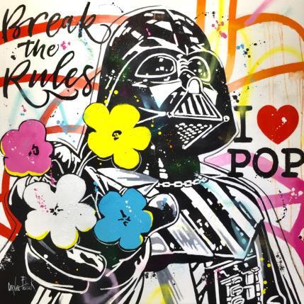 Painting Dark Vador loves Andy Warhol's flowers by Cornée Patrick | Painting Pop art Mixed Pop icons