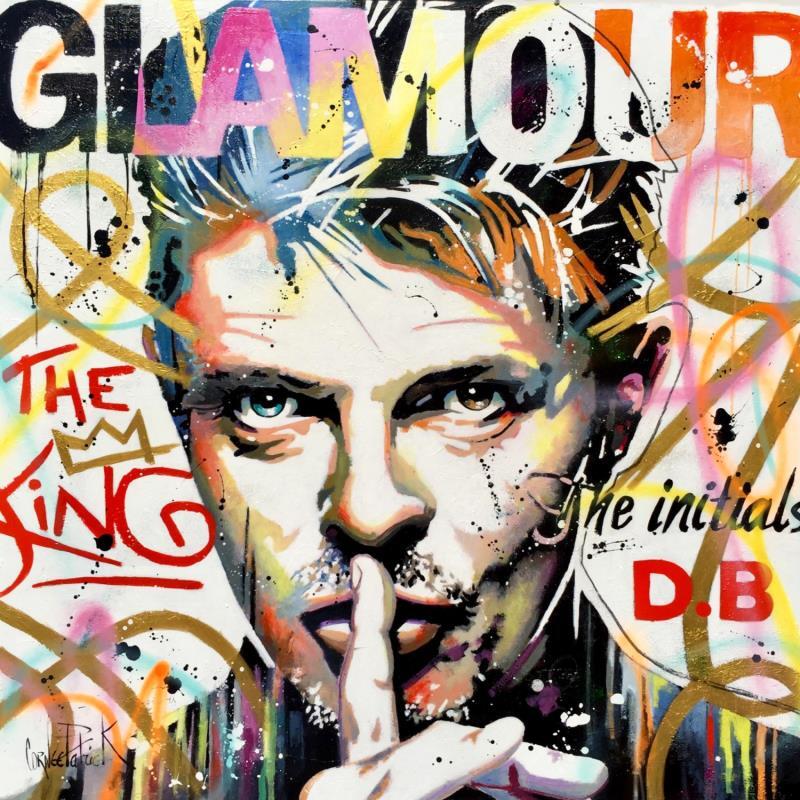 Painting David Bowie, the king, gold graffiti by Cornée Patrick | Painting Pop art Mixed Pop icons