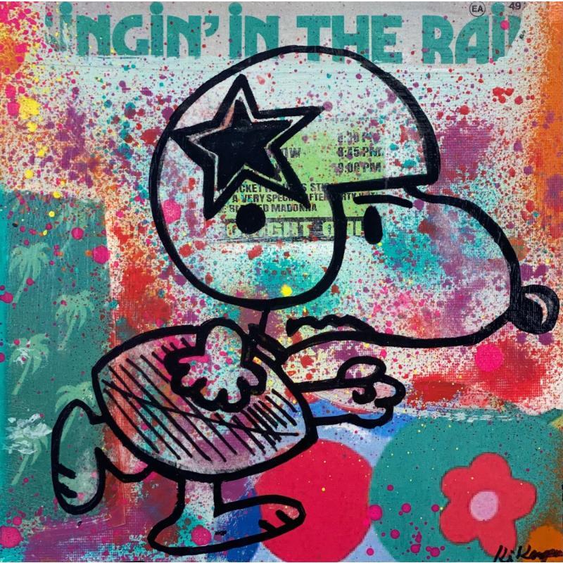 Peinture Snoopy soccer  par Kikayou | Tableau Pop-art Icones Pop Graffiti