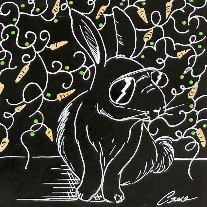 Peinture Petits pois- carottes par Croce | Tableau Art naïf Animaux Acrylique