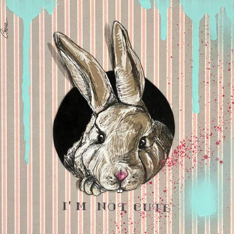 Painting I' m not cute  by Croce | Painting Naive art Acrylic Animals, Pop icons