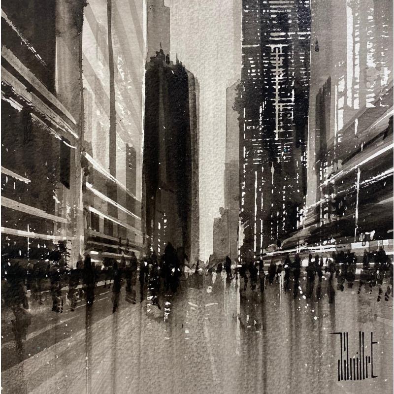 Painting Crowded fifth av. by Guillet Jerome | Painting Figurative Urban Oil Acrylic