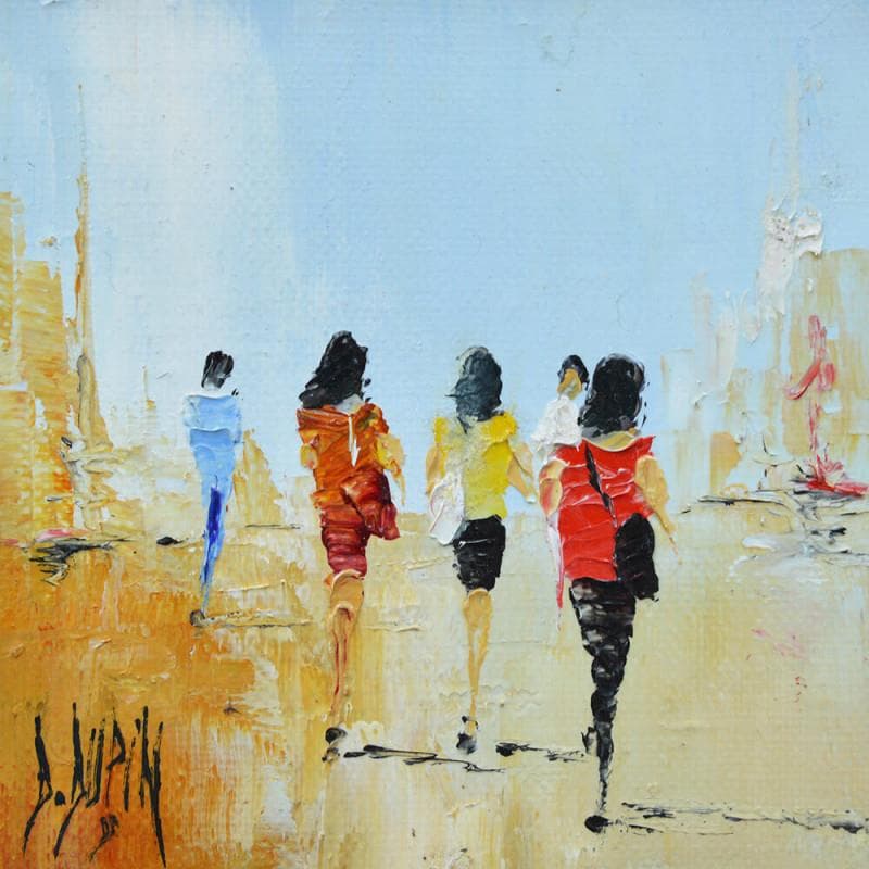 Painting Rouge ardent by Dupin Dominique | Painting Figurative Oil Urban