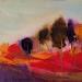 Peinture Paysage Rouge Violet par Chebrou de Lespinats Nadine | Tableau Abstrait Paysages Minimaliste Huile
