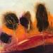 Peinture Paysage Violet Orange par Chebrou de Lespinats Nadine | Tableau Abstrait Minimaliste Huile