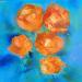 Peinture Fleurs Orange par Chebrou de Lespinats Nadine | Tableau Abstrait Natures mortes Huile