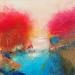 Peinture Paysage Bleu Rose par Chebrou de Lespinats Nadine | Tableau Abstrait Paysages Huile