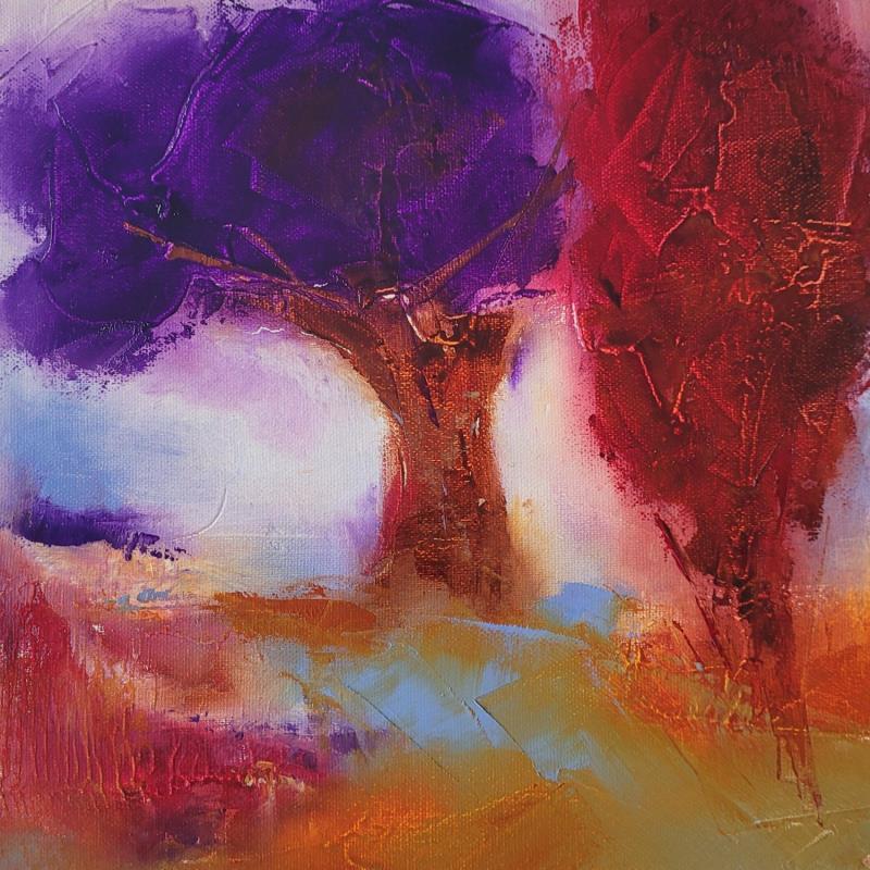 Peinture Paysage Rouge Violet 2 par Chebrou de Lespinats Nadine | Tableau Abstrait Paysages Huile