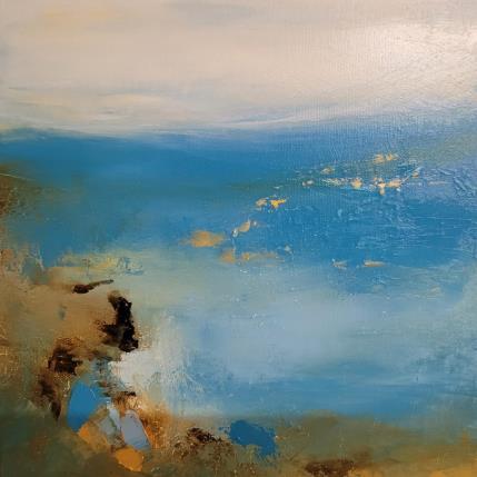 Peinture Abstrait Bleu Beige 2 par Chebrou de Lespinats Nadine | Tableau Abstrait Huile Marine, Paysages