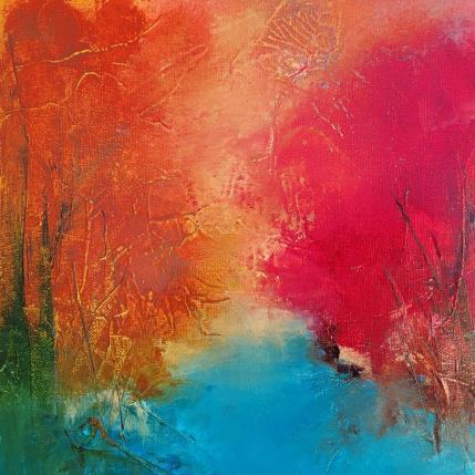 Peinture Paysage Orange Rouge 2 par Chebrou de Lespinats Nadine | Tableau Abstrait Huile Paysages