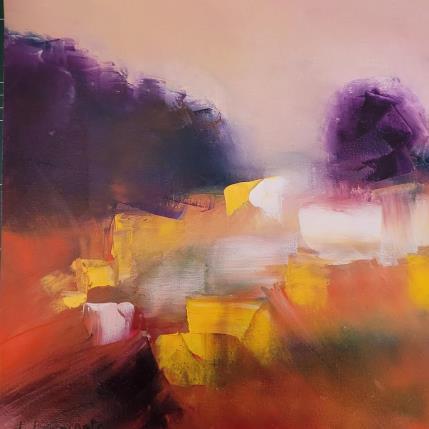 Peinture Paysage Violet Rouge 3 par Chebrou de Lespinats Nadine | Tableau Abstrait Huile Paysages
