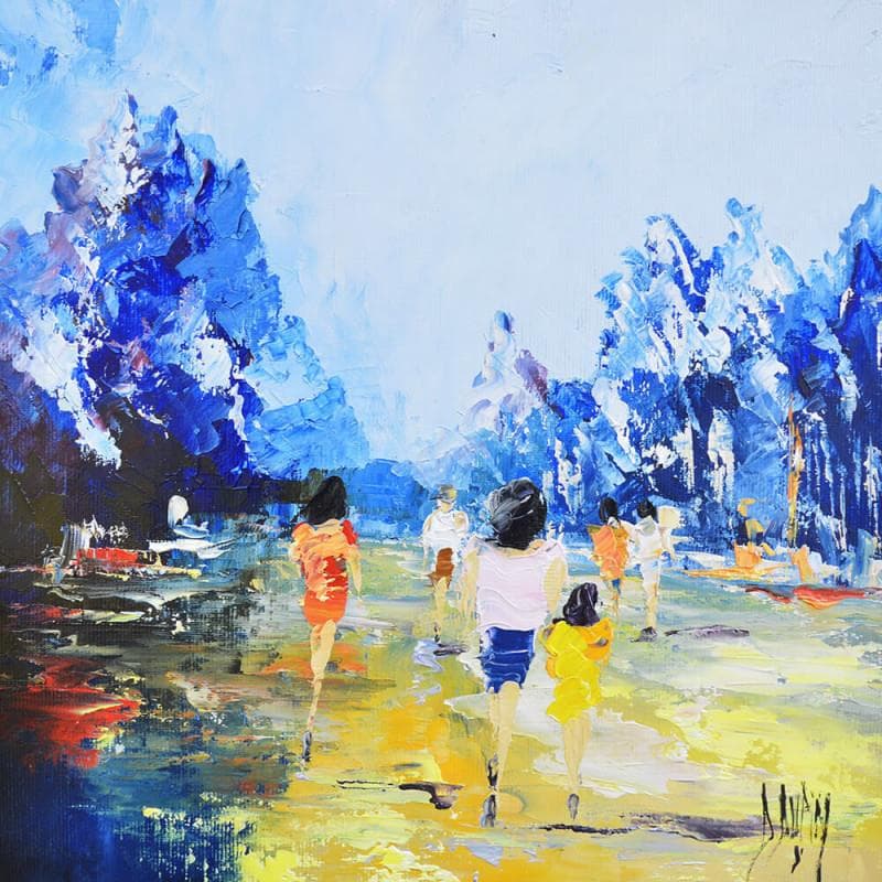 Painting Indigo by Dupin Dominique | Painting Figurative Oil Urban