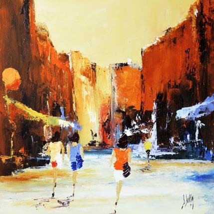 Painting Dans la chaleur de l'été by Dupin Dominique | Painting Figurative Oil Urban
