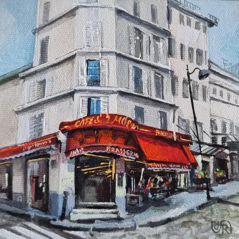 Painting  Cafe Des deux Moulins - 18th by Rasa | Painting Naive art Acrylic Urban