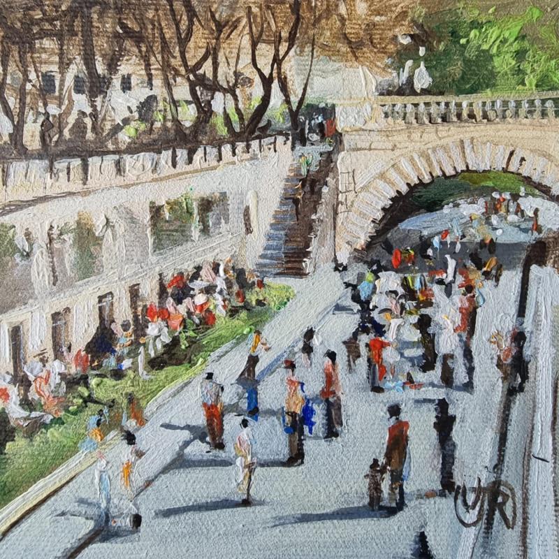 Painting Near the Seine by Rasa | Painting Naive art Acrylic Urban