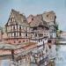 Gemälde  Strasbourg's little France von Rasa | Gemälde Naive Kunst Urban Acryl