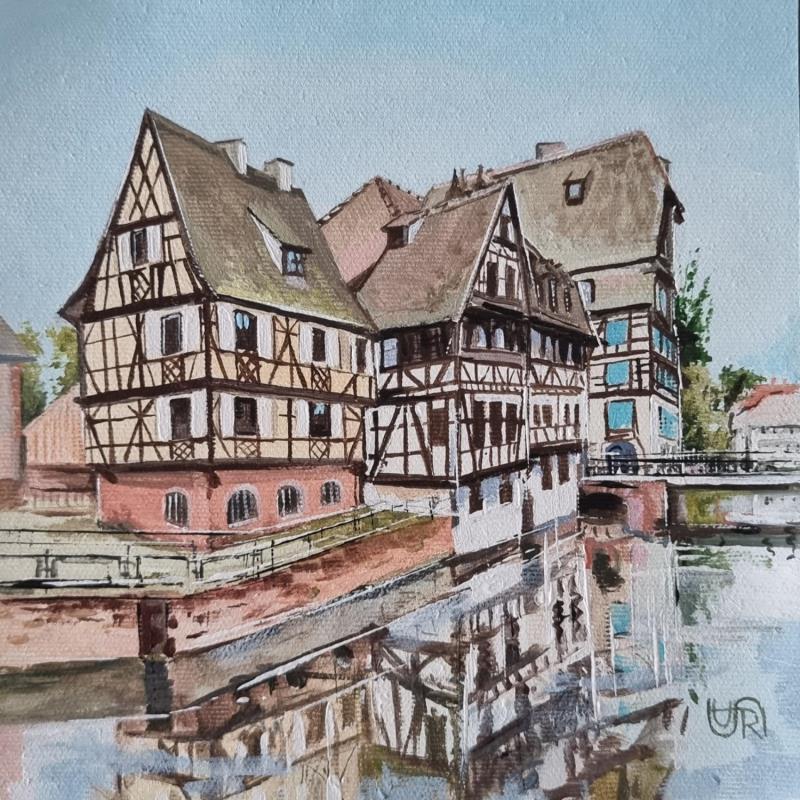 Peinture  Strasbourg's little France par Rasa | Tableau Art naïf Acrylique Urbain