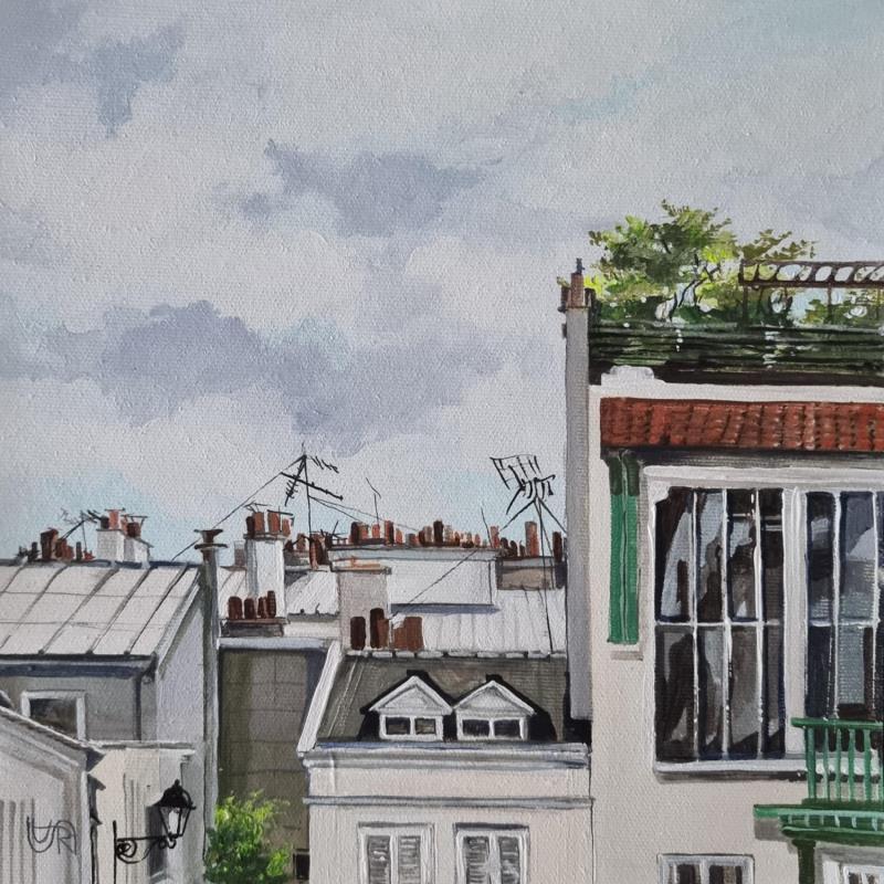Peinture Close to heaven. Montmartre par Rasa | Tableau Art naïf Acrylique Urbain
