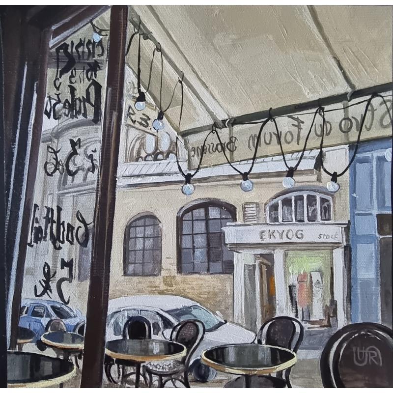 Peinture From the cafe terrace par Rasa | Tableau Art naïf Acrylique Urbain